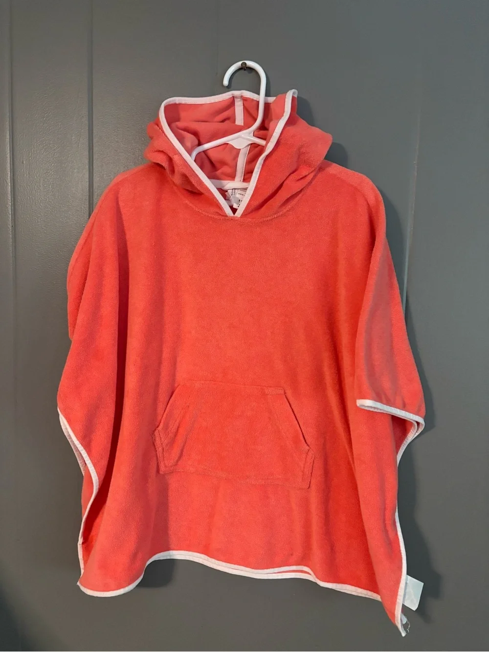 Janie and Jack Coral Hooded Kids Swim Coverup with White Trim